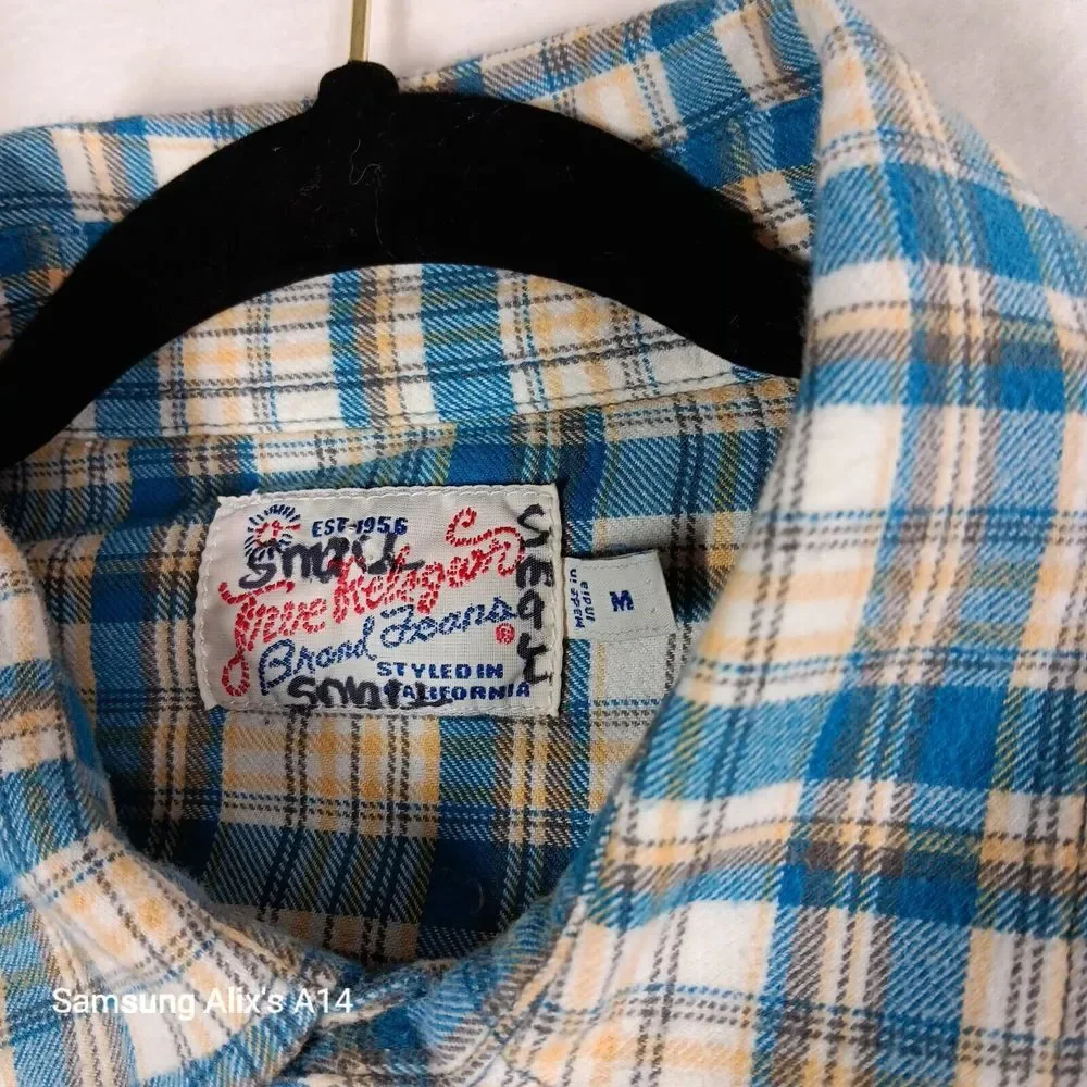 True Religion Men's Western‎ Pearl Snap Plaid Long Sleeve Shirt Horseshoe Medium